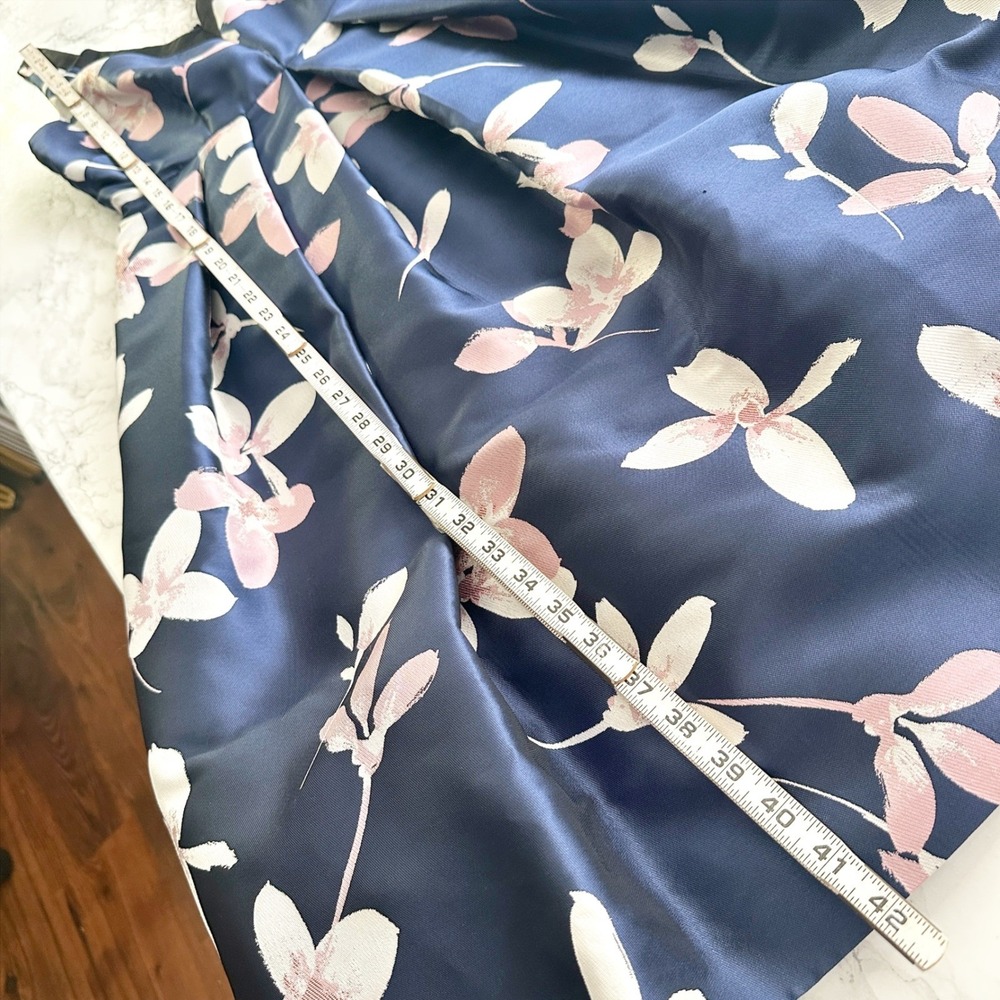 1901 Jacquard Navy Floral Fit Flare Sleeveless Formal Party Dress Women's Size 2 - Picture 7 of 13